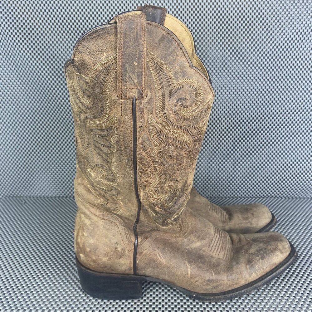 J.B Dillon Cowboy Boots Men's 10 B Brown Goat Leather Western Made In Mexico.